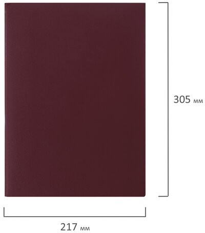 Папка адресная бумвинил без надписи, формат А4, бордовая, индивидуальная упаковка, STAFF "Basic", 129634