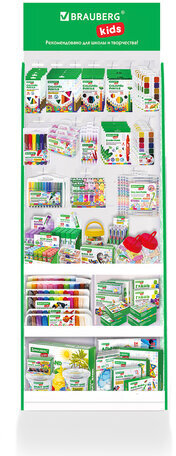 Стойка напольная BRAUBERG KIDS, 180х60х40 см, 3 полки, 16 крючков, 505973