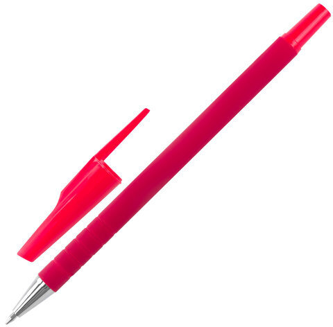 Ручка шариковая STAFF "EVERYDAY" BP-192, КРАСНАЯ, корпус прорезиненный красный, узел 0,7 мм, линия письма 0,35 мм, 142399