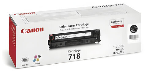 Картридж лазерный CANON (718BK) LBP7200Cdn/MF8330Cdn/MF8350Cdn, черный, ресурс 3400 страниц, оригинальный, 2662B002