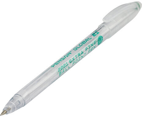 Ручка шариковая масляная PENSAN "Global-21", ЗЕЛЕНАЯ, корпус прозрачный, узел 0,5 мм, линия письма 0,3 мм, 2221, 2221/12