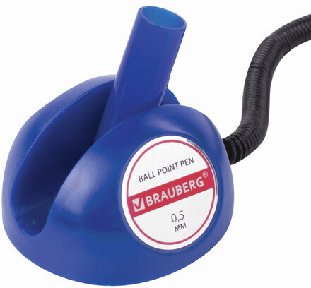 Ручка шариковая настольная BRAUBERG "Counter Pen", СИНЯЯ, пружинка, корпус синий, 0,5 мм, 143259