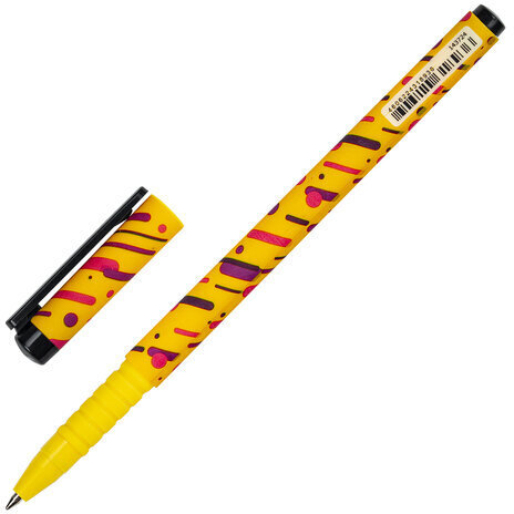 Ручка шариковая BRAUBERG SOFT TOUCH GRIP "LINES", СИНЯЯ, мягкое покрытие, узел 0,7 мм, 143724