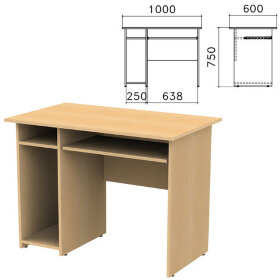 Стол компьютерный &quot;Канц&quot;, 1000х600х750 мм, с тумбой, цвет бук невский, СК24.10