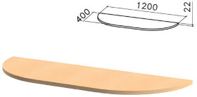 Стол приставной полукруг &quot;Монолит&quot;, 1200х400х750 мм, БЕЗ ОПОР (640137), цвет бук бавария, ПМ39.1