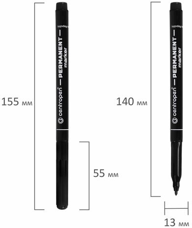 Маркер перманентный CENTROPEN 2536, ЧЕРНЫЙ, трехгранная форма захвата, круглый, 1 мм, 6 2536 0112