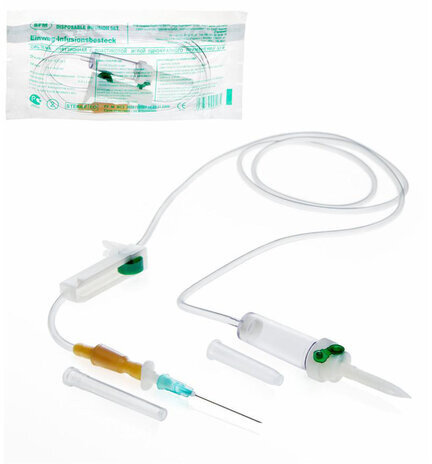 Система инфузионная для переливания SFM 0,80 х 40 - 21G, КОМПЛЕКТ 25 штук, пластиковый шип
