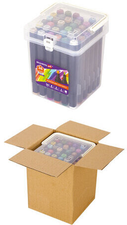 Маркеры для скетчинга двусторонние BRAUBERG ART DEBUT "BLACK", НАБОР 36 шт., пластиковый кейс, 152129