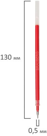 Стержень гелевый BRAUBERG 130 мм, КРАСНЫЙ, игольчатый узел 0,5 мм, линия письма 0,35 мм, 170171