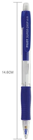 Карандаш механический 0,5 мм, PILOT H-185 "Super Grip", ластик, резиновый грип, корпус синий, H-185-SL, Н-185