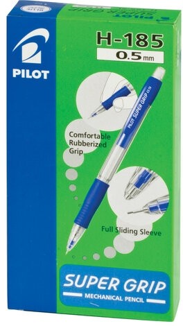 Карандаш механический 0,5 мм, PILOT H-185 "Super Grip", ластик, резиновый грип, корпус синий, H-185-SL, Н-185