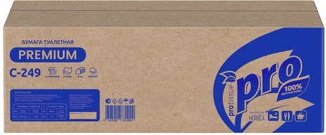 Бумага туалетная листовая 250 шт., PROtissue (T3) PREMIUM, 2-слойная, белая, 22,5х11 см, КОМПЛЕКТ 40 пачек, C249, С249