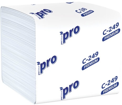 Бумага туалетная листовая 250 шт., PROtissue (T3) PREMIUM, 2-слойная, белая, 22,5х11 см, КОМПЛЕКТ 40 пачек, C249, С249