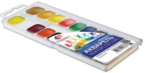 Краски акварельные ЛУЧ "Классика", 18 цветов, медовые, без кисти, пластиковая коробка, 19С1292-08