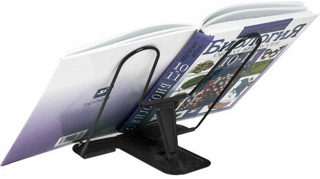 Подставка для книг и учебников BRAUBERG LINE+, металлическая, черная, европодвес, 238214