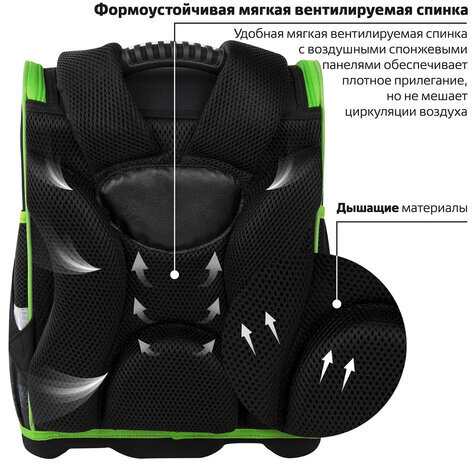 Ранец ЮНЛАНДИЯ WISE, 1 отделение, 3 кармана, устойчивое дно, "Crusher", 37x29х15 см, 271399