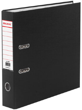 Папка-регистратор BRAUBERG с покрытием из ПВХ, 70 мм, черная (удвоенный срок службы), 220891