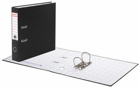 Папка-регистратор BRAUBERG с покрытием из ПВХ, 70 мм, черная (удвоенный срок службы), 220891