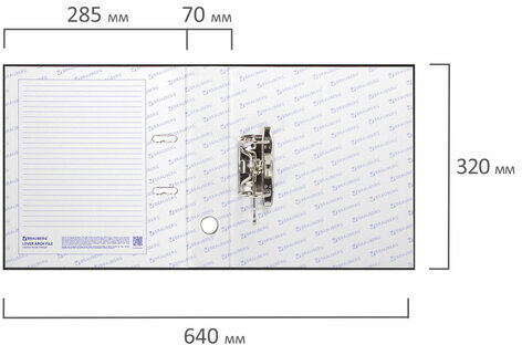 Папка-регистратор BRAUBERG с покрытием из ПВХ, 70 мм, черная (удвоенный срок службы), 220891