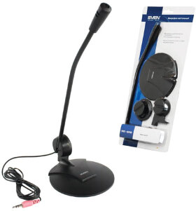 Микрофон настольный SVEN MK-200, кабель 1,8 м, 60 дБ, черный, SV-0430200
