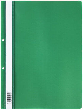 Скоросшиватель пластиковый с перфорацией STAFF, А4, 100/120 мкм, зеленый, 271717
