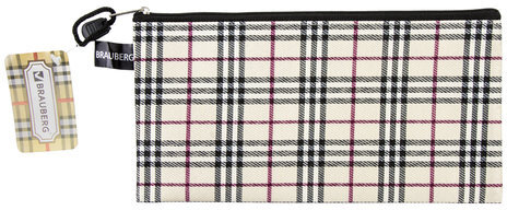Папка-конверт на молнии МАЛОГО ФОРМАТА (255х130 мм), ткань в клетку, BRAUBERG "Checked", 223894