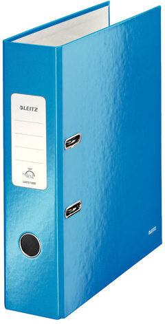 Папка-регистратор LEITZ &quot;WOW&quot;, механизм 180°, ламинированная, 80 мм, голубая, 10050036