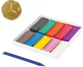 Пластилин классический ЮНЛАНДИЯ &quot;ЮНЫЙ ВОЛШЕБНИК&quot;, 10 цветов, 200 г, СО СТЕКОМ, ВЫСШЕЕ КАЧЕСТВО, 105722