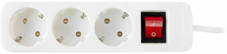 Удлинитель сетевой SONNEN PSW-503, 3 розетки c заземлением, выключатель 10 А, 5 м, белый, 513661