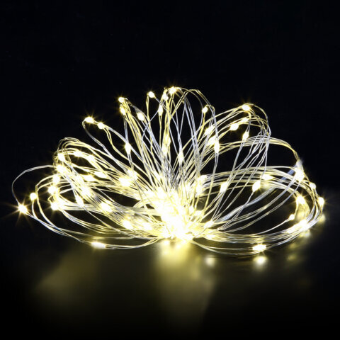 Электрогирлянда-нить уличная "Роса" 20 м, 200 LED, теплый белый, на батарейках, пульт управления, ЗОЛОТАЯ СКАЗКА, 591727