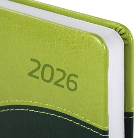 Ежедневник датированный 2026 А5 138x213 мм, BRAUBERG "Bond", под кожу, зеленый/салатовый, 117043