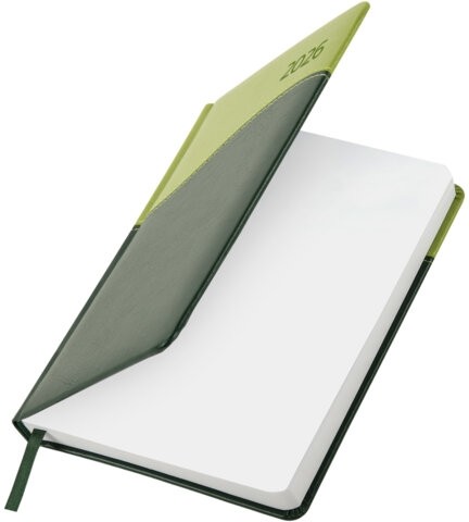 Ежедневник датированный 2026 А5 138x213 мм, BRAUBERG "Bond", под кожу, зеленый/салатовый, 117043