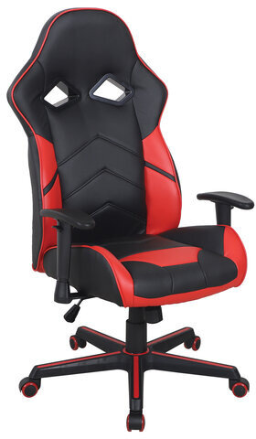 Кресло компьютерное BRABIX "Storm GM-006", регулируемые подлокотники, экокожа, черное/красное, 532500