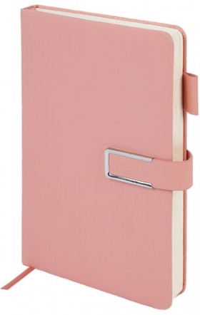 Ежедневник недатированный А5 143х210мм BRAUBERG Deluxe, под кожу, магнит 160л, розовый, 117143