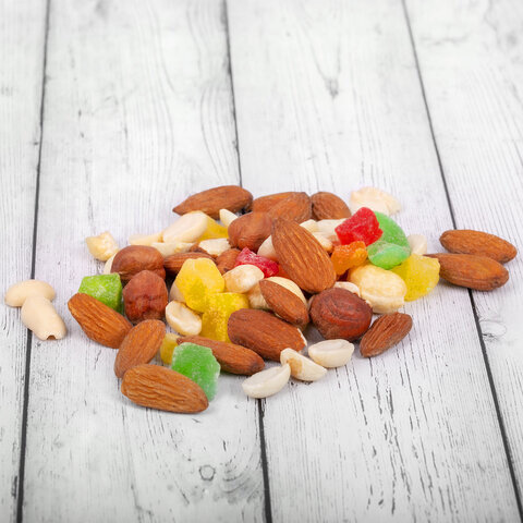 Ореховая смесь сушеная, WELDAY, фундук, миндаль, арахис, кешью, ананас, 1000 г, 622478