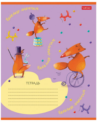 Тетрадь 18 л. HATBER клетка, обложка картон, "Fox Rules" (5 видов в спайке), 18Т5В1