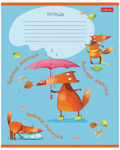 Тетрадь 18 л. HATBER клетка, обложка картон, "Fox Rules" (5 видов в спайке), 18Т5В1