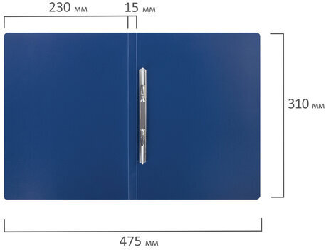 Папка с металлическим скоросшивателем STAFF, синяя, до 100 листов, 0,5 мм, 229224