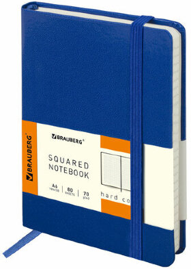 Блокнот МАЛЫЙ (100x150 мм) А6, BRAUBERG &quot;Metropolis&quot;, балакрон, резинка, клетка, синий, 111588
