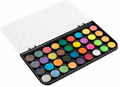 Краски акварельные BRAUBERG "PREMIUM" 36 цветов (12 базовых + 12 неоновых + 12 металлик) пенал, 191807