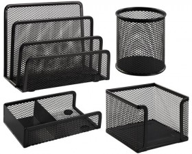 Настольный набор из металла BRAUBERG "Germanium", 4 предмета, черный, 231964