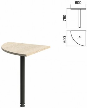 Стол приставной угловой "Арго", 600х600х760 мм, ясень шимо/опора черная (КОМПЛЕКТ)