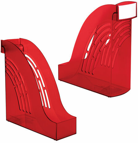 Лоток вертикальный для бумаг BRAUBERG "Office", 255х95х290 мм, тонированный красный, 237233