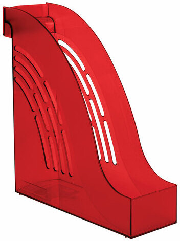 Лоток вертикальный для бумаг BRAUBERG "Office", 255х95х290 мм, тонированный красный, 237233