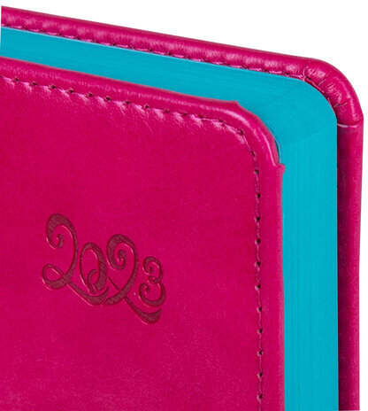 Ежедневник датированный 2023 А5 138x213 мм BRAUBERG "Rainbow", под кожу, розовый, 114050