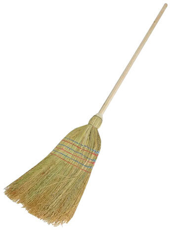 Веник-метла сорго ЛЮБАША, натуральный, 5-ти прошивной, деревянный черенок 100 см, 400х350 мм, 605368
