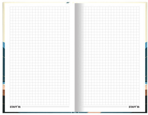 Блокнот А5 (134х206 мм), 80 л., твёрдый, клетка, фольга, STAFF, "Mountains", 114431
