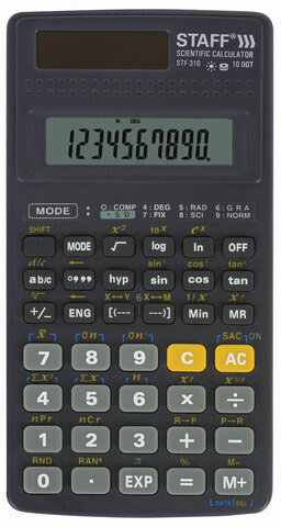 Калькулятор инженерный STAFF STF-310 (142х78 мм), 139 функций, 10+2 разрядов, двойное питание, 250279
