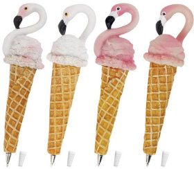 Ручка фигурная &quot;МОРОЖЕНОЕ-ФЛАМИНГО&quot;, СИНЯЯ, 4 дизайна ассорти, 0,5 мм, дисплей, BRAUBERG, 142764
