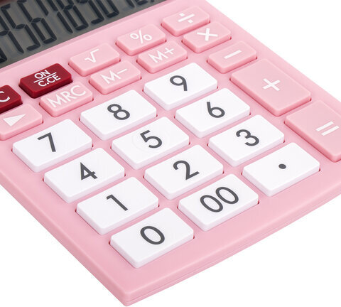 Калькулятор настольный BRAUBERG ULTRA PASTEL-12-PK (192x143 мм), 12 разрядов, двойное питание, РОЗОВЫЙ, 250503